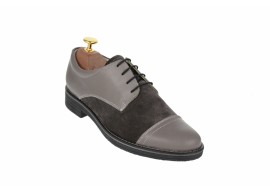 Pantofi barbati casual din piele naturala, culoare gri, PAGG